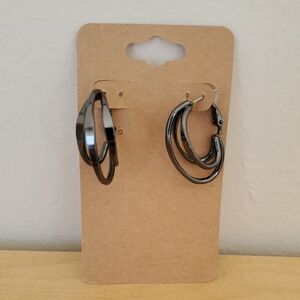 Gunmetal Hoop Earrings